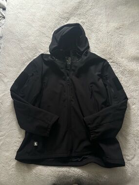 Free Soldier Black Tactical Water Resistant Hooded Zip Up Jacket